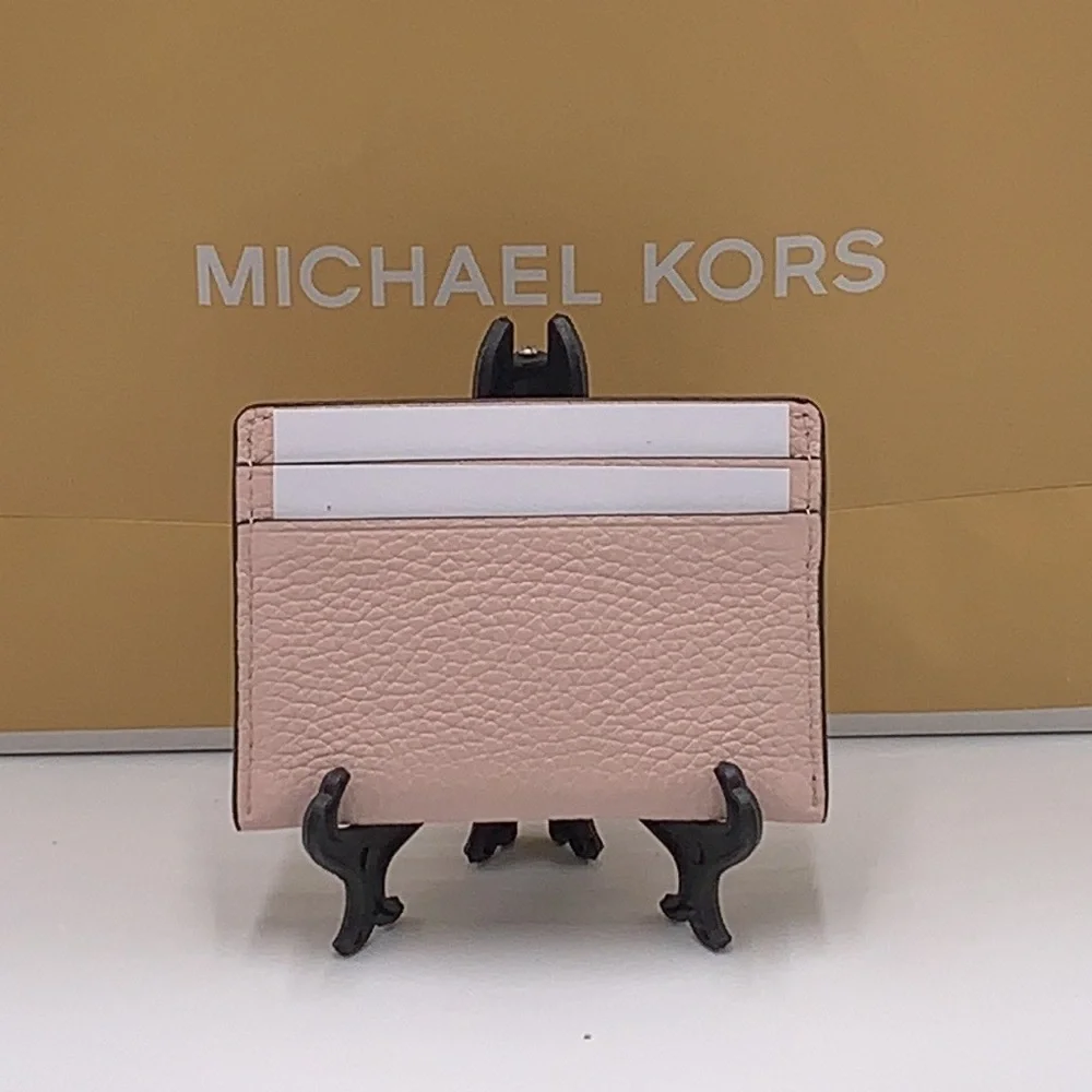 MICHAEL KORS Reed Large Pebbled Leather Card Holder Case Wallet POWDER BLUSH